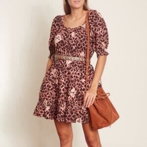 Ulla Johnson Celia dress henna puff sleeve mini sz 6
